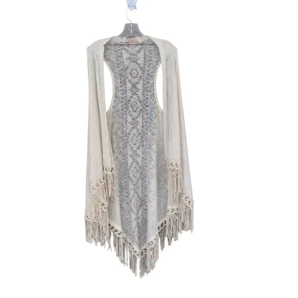 Anthropologie Penelope Project Long Open Cardigan/Ruana/Sleeveless Duster- Boho - Picture 1 of 8